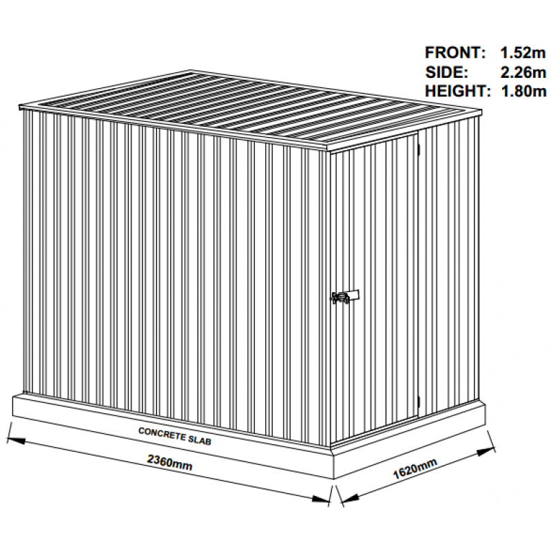 ... 15231FK 1.52m x 2.26m x 1.80m Basic Skillion Garden Shed | Atlas Sheds